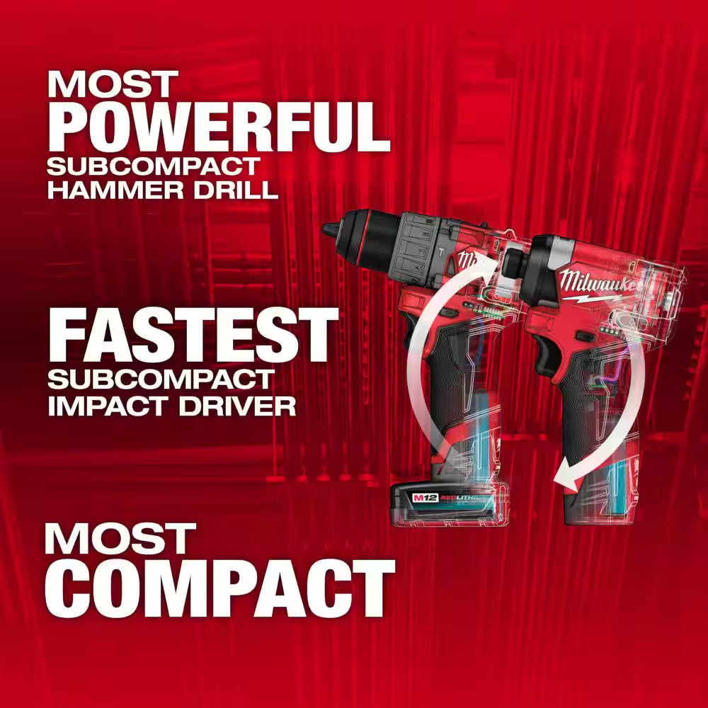 M12 FUEL 12-Volt Lithium-Ion Brushless Cordless Hammer Drill and Impact Driver Combo Kit with 45-Piece Bit Set