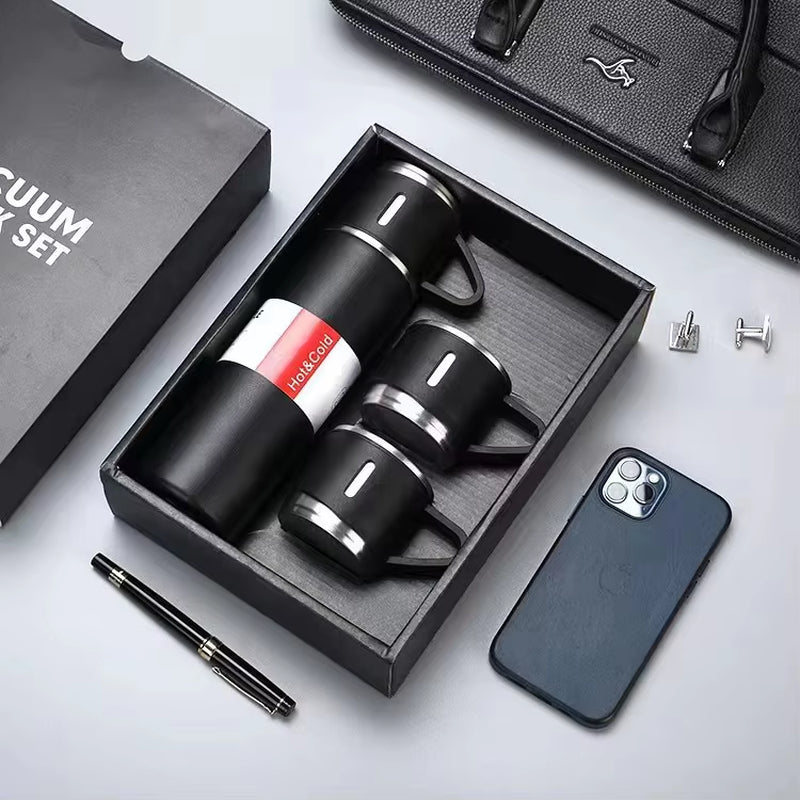 Stainless Steel 500ml (16.9oz) Vacuum Insulated Thermal Flask and Coffee Cup Set - Perfect for Gifting