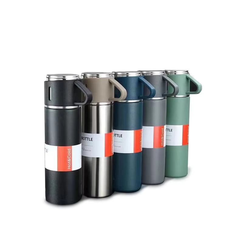 Stainless Steel 500ml (16.9oz) Vacuum Insulated Thermal Flask and Coffee Cup Set - Perfect for Gifting
