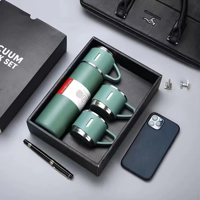 Stainless Steel 500ml (16.9oz) Vacuum Insulated Thermal Flask and Coffee Cup Set - Perfect for Gifting